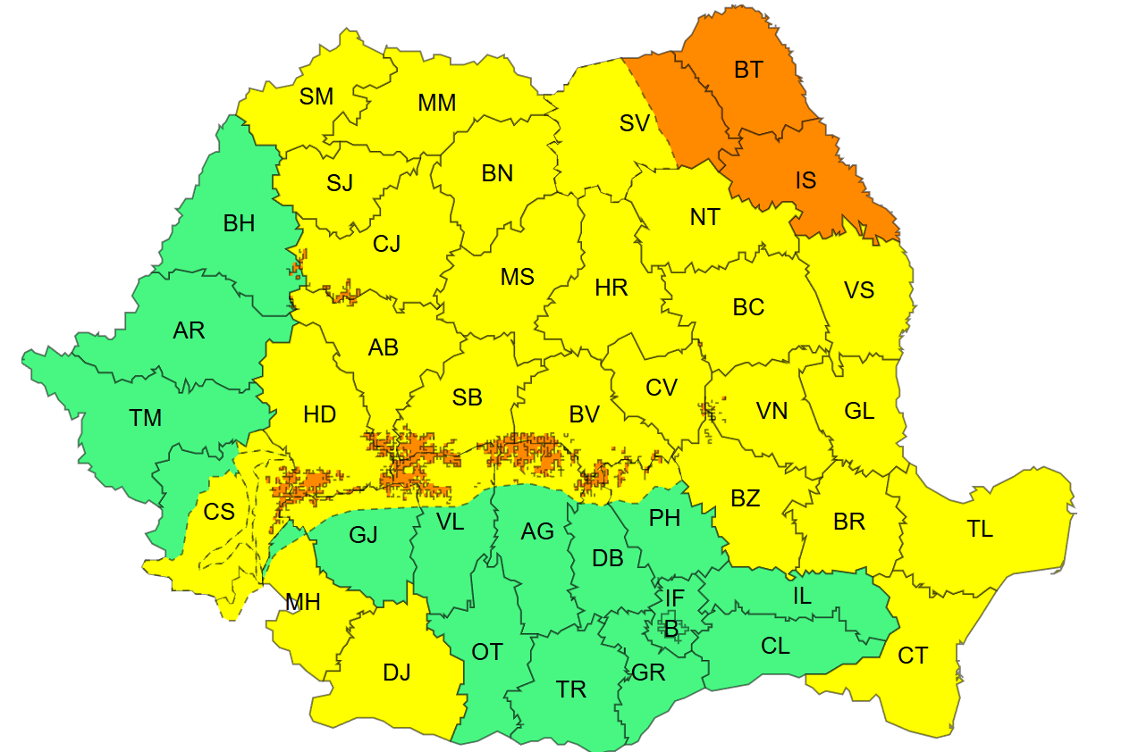 avertizare meteo 22 - 24 aprilie