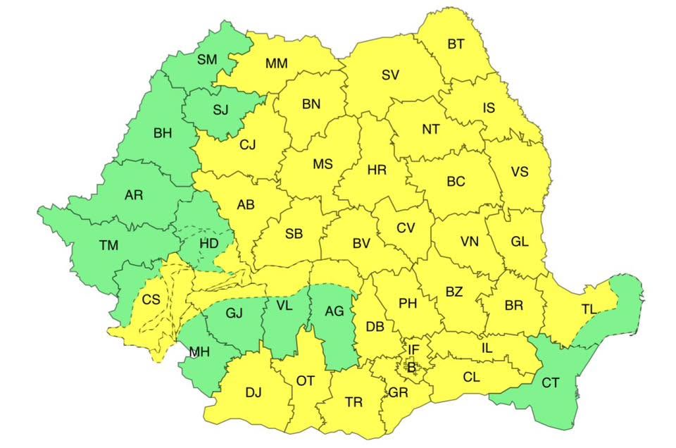 avertizare meteo cod galben vreme instabila