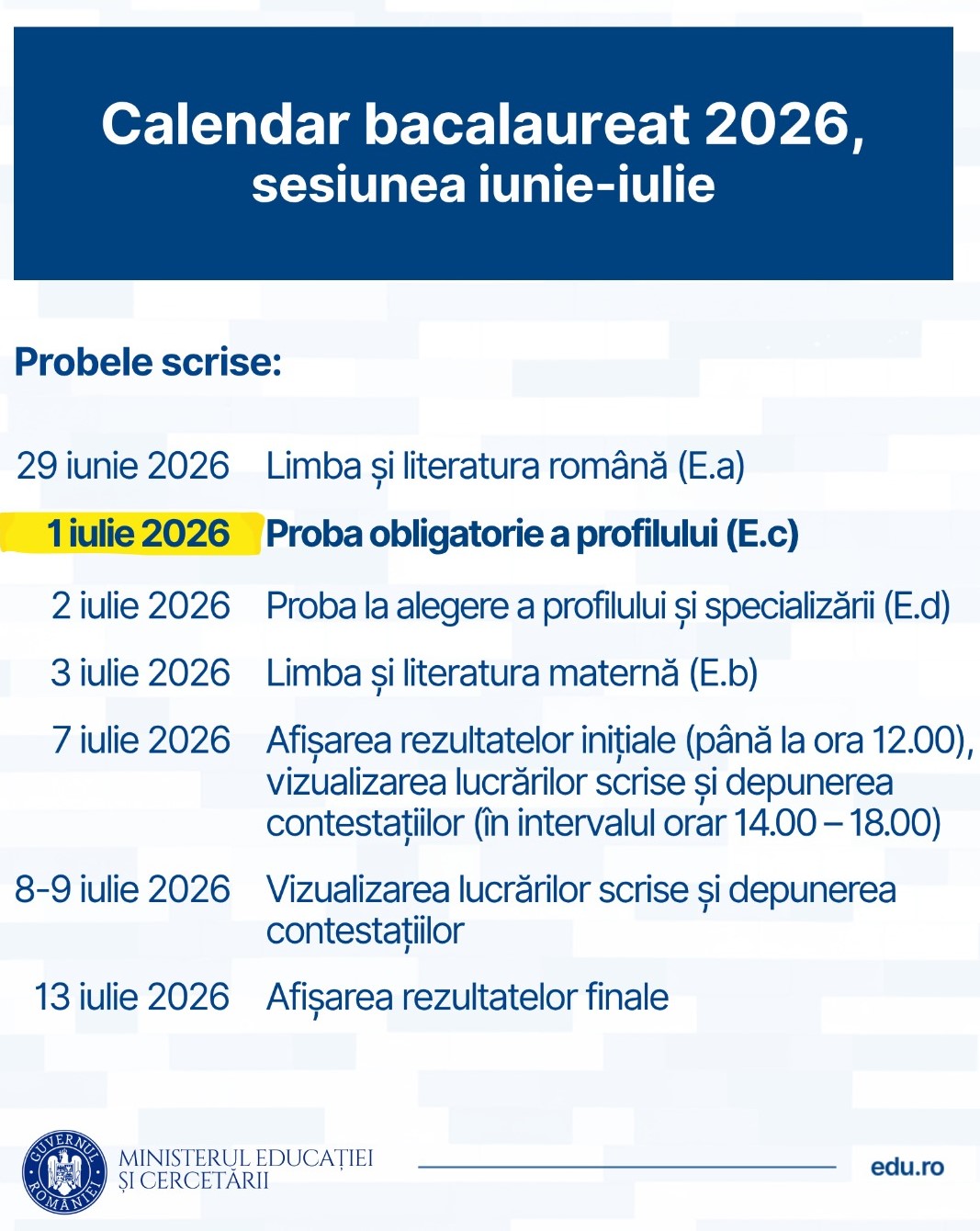 proba amanata bacalaureat 2026