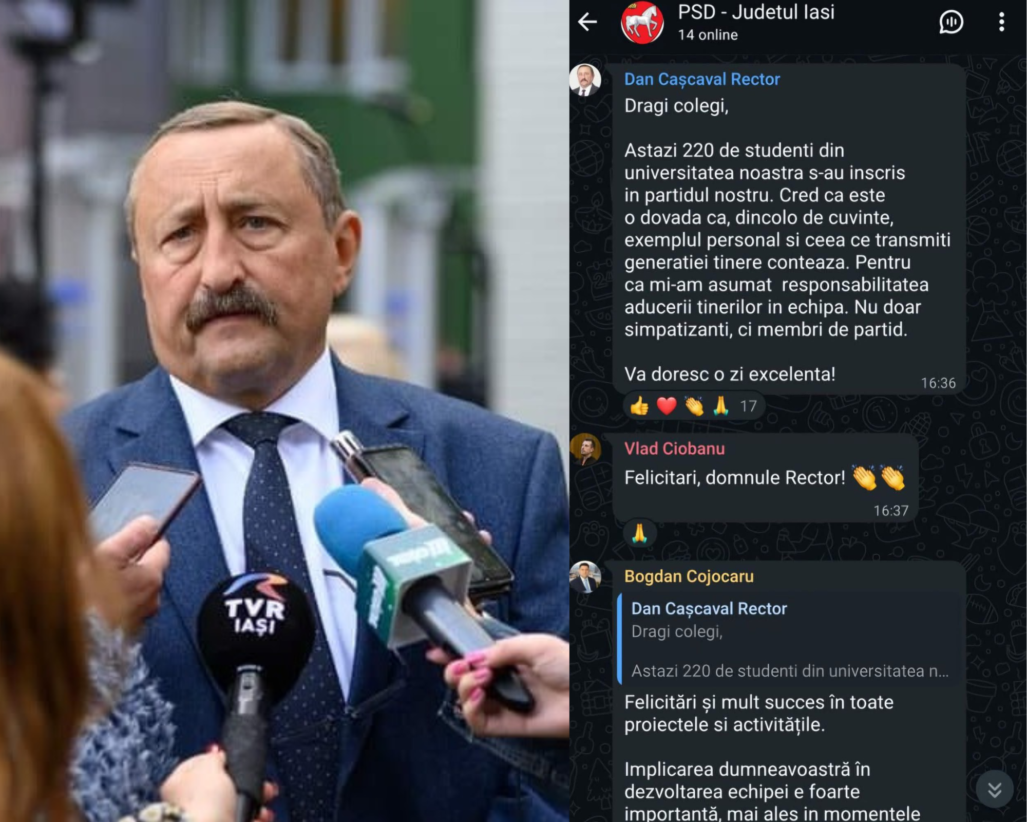 dan cascaval rector studenti psd iasi
