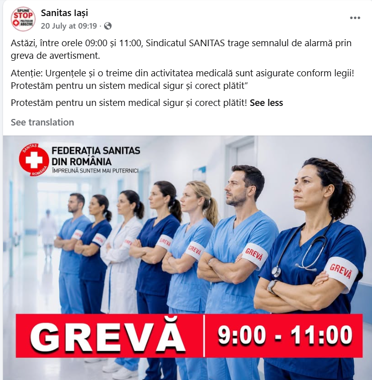 Greva Sanitas Spitale Publice